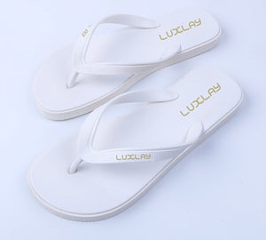 LUXLAY flip flops - white & gold
